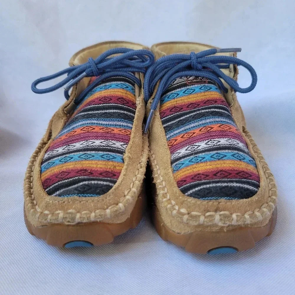 Twisted X Chukka Driving Lace-up Moccasin, Youth Size 3, Western Serape Leather